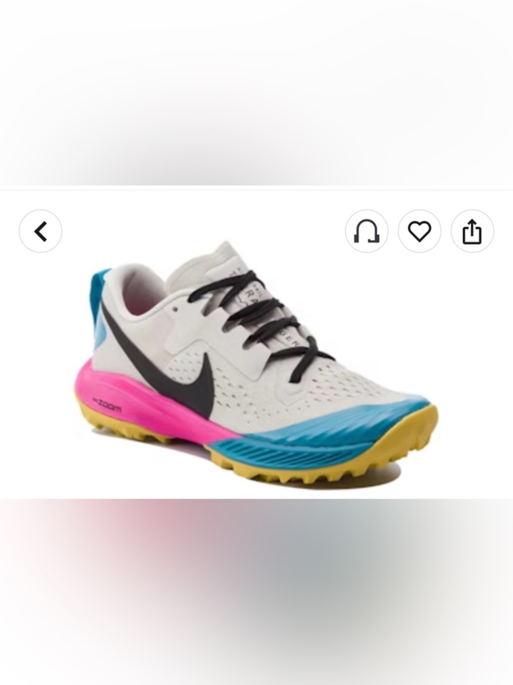 Nike White Athletic Shoe with Black Swoosh and Multicolor Sole